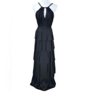 BCBGMAXAZRIA Black Tiered Formal Long Dress, Size 2